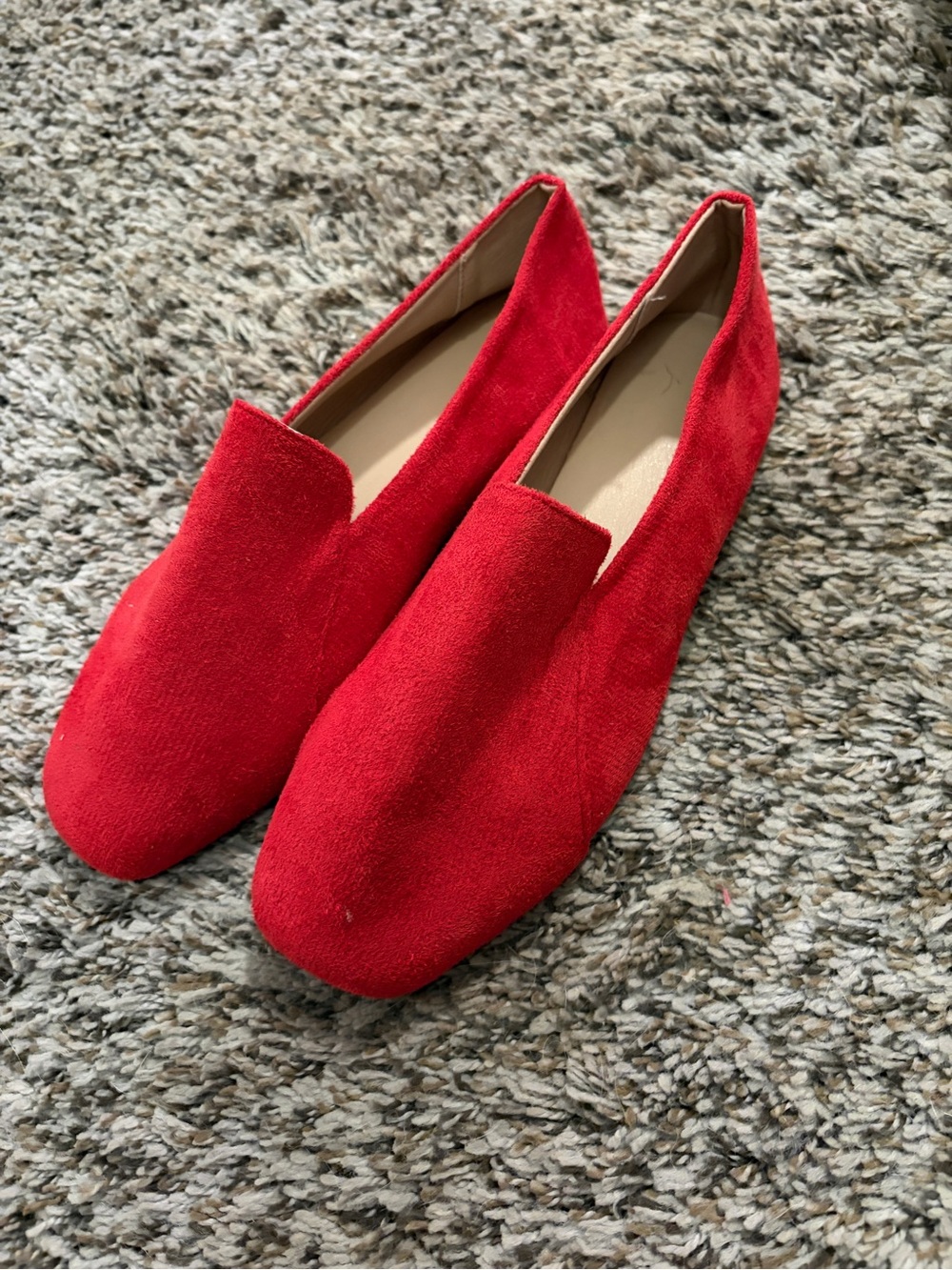 SHEIN Red Suede Slip-On Loafers